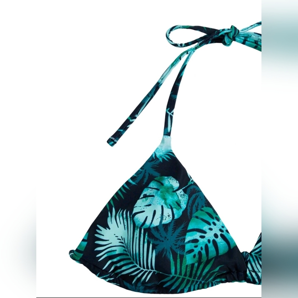 Tropical Leaf Print Bikini Top